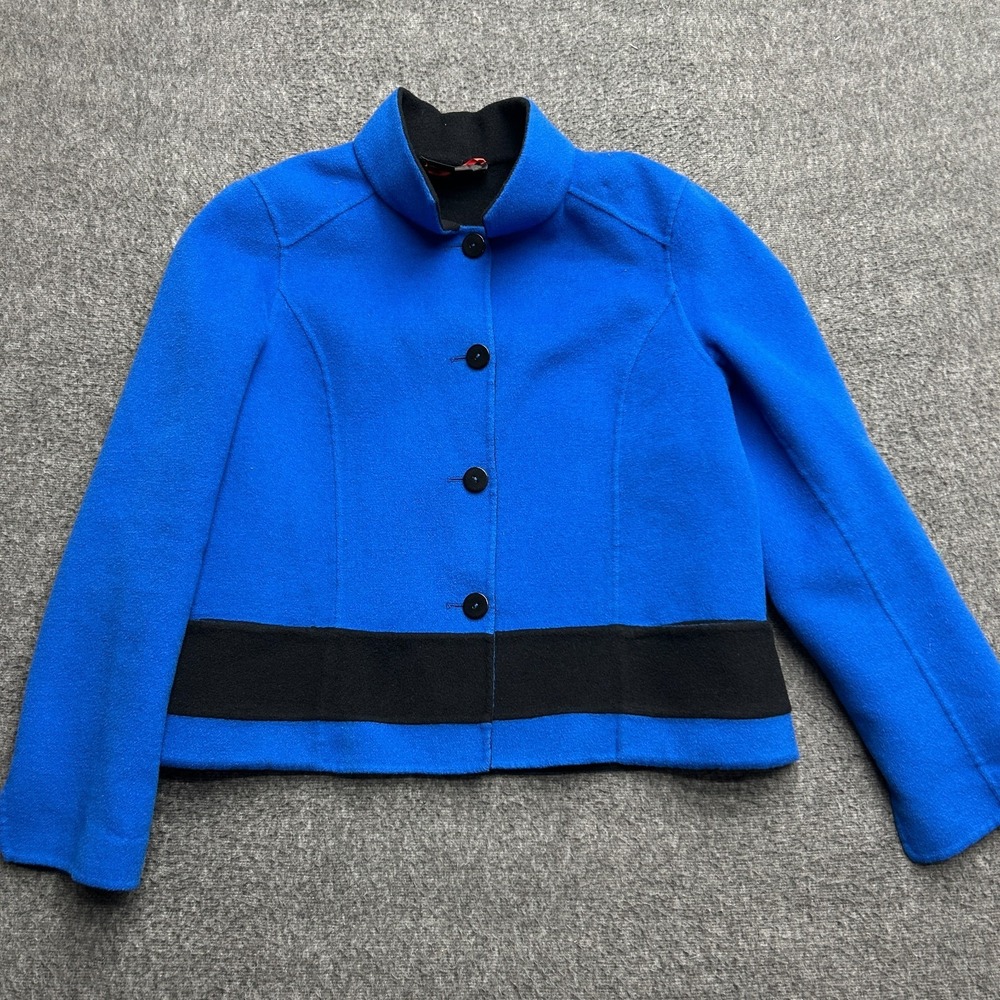 Nina‎ McLemore Jacket Blazer Size 12 Blue Button Business Wool Womens
